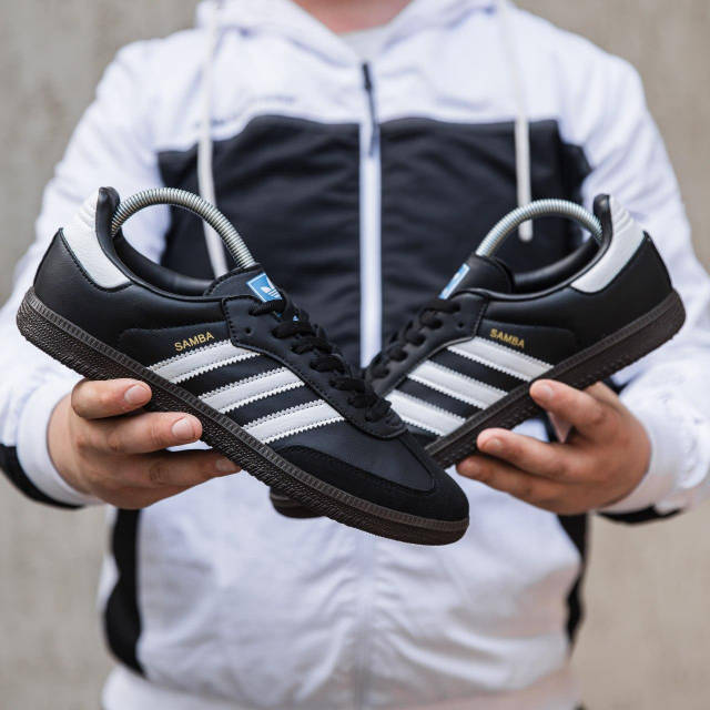 Кроссовки мужские черные Adidas Samba Black White (12752) Магазин