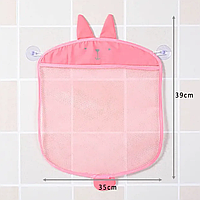 Сетка в ванную комнату для игрушек, на присосках, крепится на стену Розовый