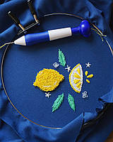 Тканина для коврової вишивки синя / полотно для вишивання рівномірного переплетення