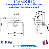 SANIACCESS 2 Насос-подрібнювач для примусової каналізації під'єднання унітаз і умивальник SFA, фото 3