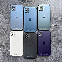 Стеклянный чехол AG Glass Matte Case на iPhone 11 Navy Blue