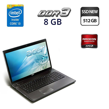 Ноутбук Б-клас Acer Aspire 7741G / 17.3" (1600x900) TN LED / Intel Core i3-370M (2 (4) ядра по 2.4 GHz) / 8, фото 2