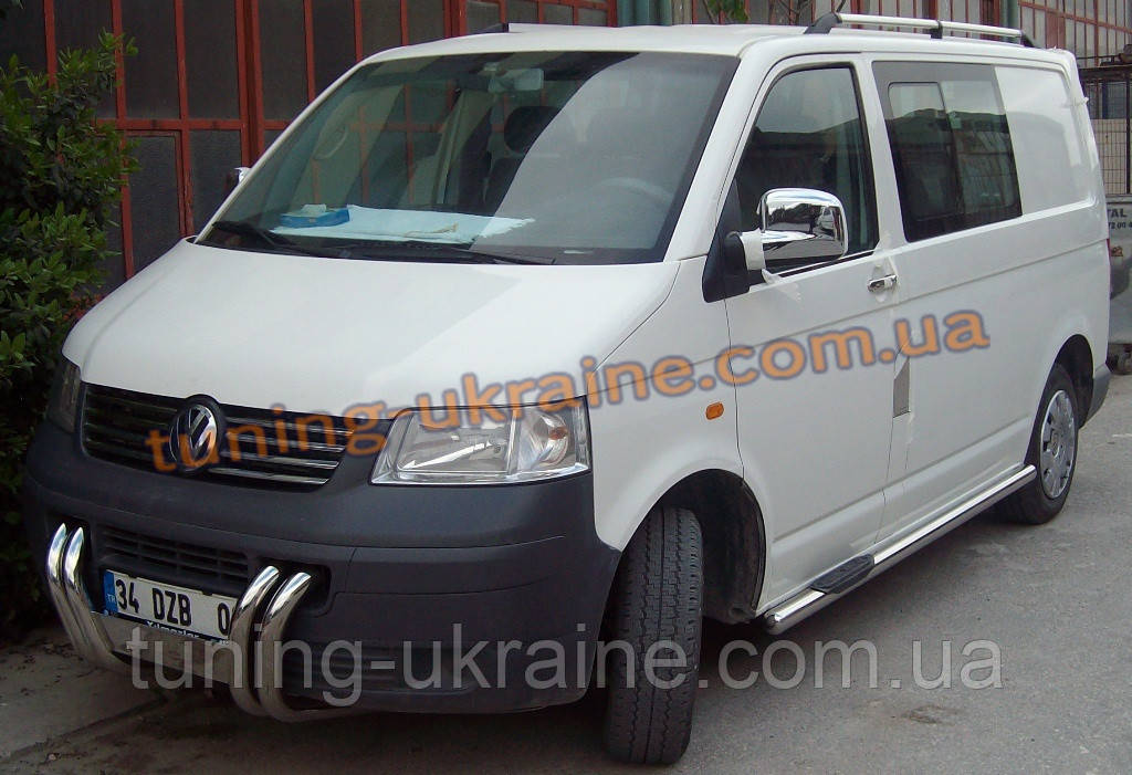 Захист переднього бампера ікла (роги) з написом D60 на Volkswagen T5 2010