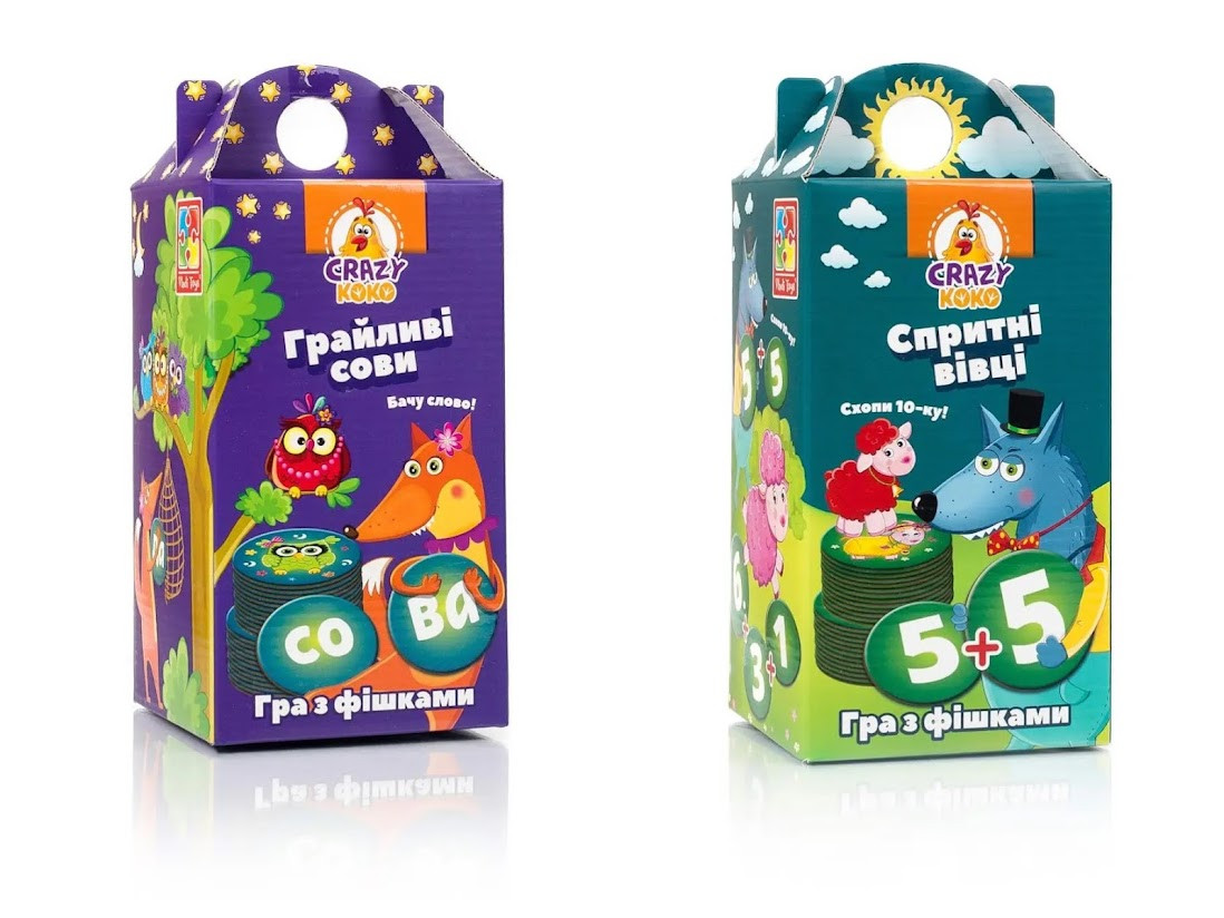 Ігри з фішками Vladi Toys Шальні сови (Грайліві сови) і Шустрі вівці (Спритни вівці) (Укр)
