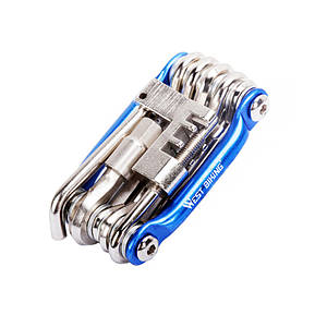 Кишеньковий мультитул West Biking 0719007 Blue 11в1 набір інструментів для велосипеда багатофункціональний