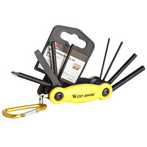 Мультитул West Biking YP0719243 Yellow кишеньковий набір інструментів для велосипеда