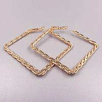 Сережки-квадрат XР M&L. Позолота 18К. Діаметр: 40 мм. Товщина: 1 мм.