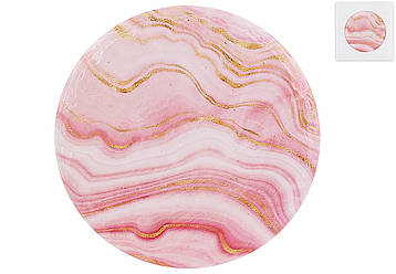 Підставка під гаряче  керамічна на пробковій основі "Рожевий мармур", D16см