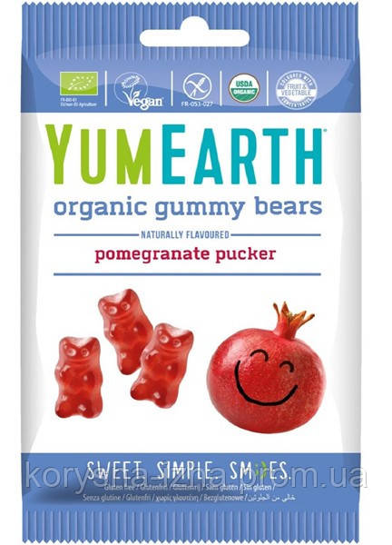 Цукерки жувальні ведмедики Yumearth organic gummy bears грант 50g - фото 1 - id-p1893295216