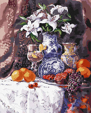 Картина за номерами 40×50 см Білосніжні лілії худ. Катрін Беспалюк. Ідейка КНО2934