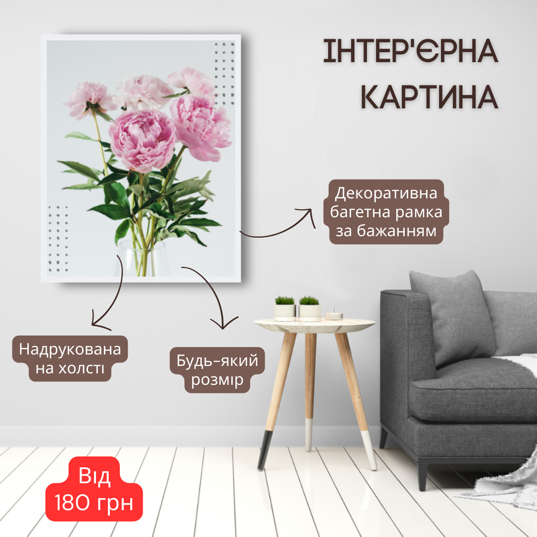 Інтер'єрна картина-постер на стіну Цветы абстракция 30*20 Орігамі OAP 5026 Маленька