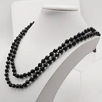 Буси Синтетичний Чорний Агат 8 мм 140 см Кулька з Огранкою