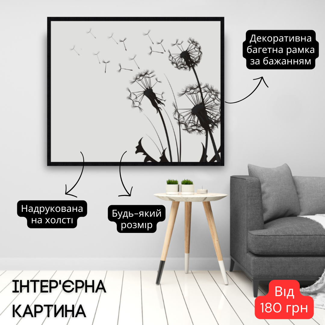Інтер'єрна картина-постер на стіну Полёт растения 30*20 Орігамі OAP 5107 Маленька