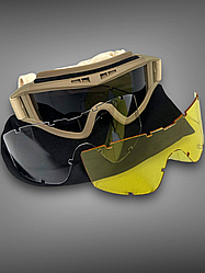 Маска тактична з 3-лінзами Койот GL-11