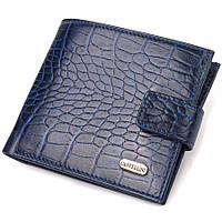 Бумажник мужской кожаный с тиснением под крокодила синий Canpellini 21769