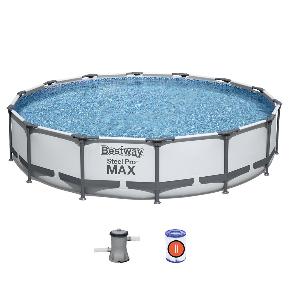 Басейн каркасний круглий Bestway 56595 із фільтр-насосом 427x84 см на 10220 л сірий
