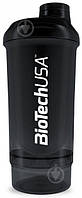 Бутылка спортивная BioTechUSA Wave+ Panther Black Шейкер Wave+ 600 ml(+250ml+100ml) Чорний 601 (+250+100) мл