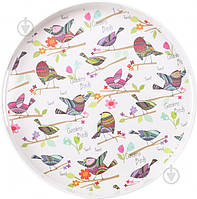 Поднос круглый с ручками Colorful birds 34,5x4,1 см Albayrak 2407