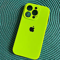 Чехол накладка silicone case full для Iphone14 Pro ярко салатовый