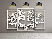 Панно 3D декоративне з об'ємом 15 мм для стін, з поцілунком чоловіка та жінки 80х50 см біле у 5-и розмірах.
