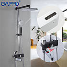 Набір душова система з тропічним душем + змішувач на умивальник G2481-1 чорний хром, фото 6