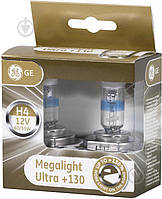 Лампа галогенная GENERAL ELECTRIC Megalight Ultra +130% (50440XNU) H4 P43t 12 В 60/55 Вт 2 шт ОСТАТОК!