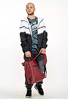 Бордовий місткий повсякденний чоловічий рюкзак для поїздок з відділенням під ноутбук