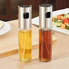 Пляшка-дозатор для олії та оцту 100 мл спрей розпилювач кухонний для рідин скляний BF, фото 3