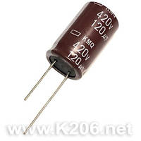 KMQ-120/420V Конденсатор електролітичний з гнучкими висновками 120uF 420V 105°C Ø18x31мм NIPPON CHEMI-CON