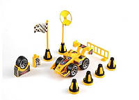 Конструктор Автоклуб М-3 Юника 1221, желтый болид, Формула 1, детская развивающая игрушка, 31 деталь, машинка