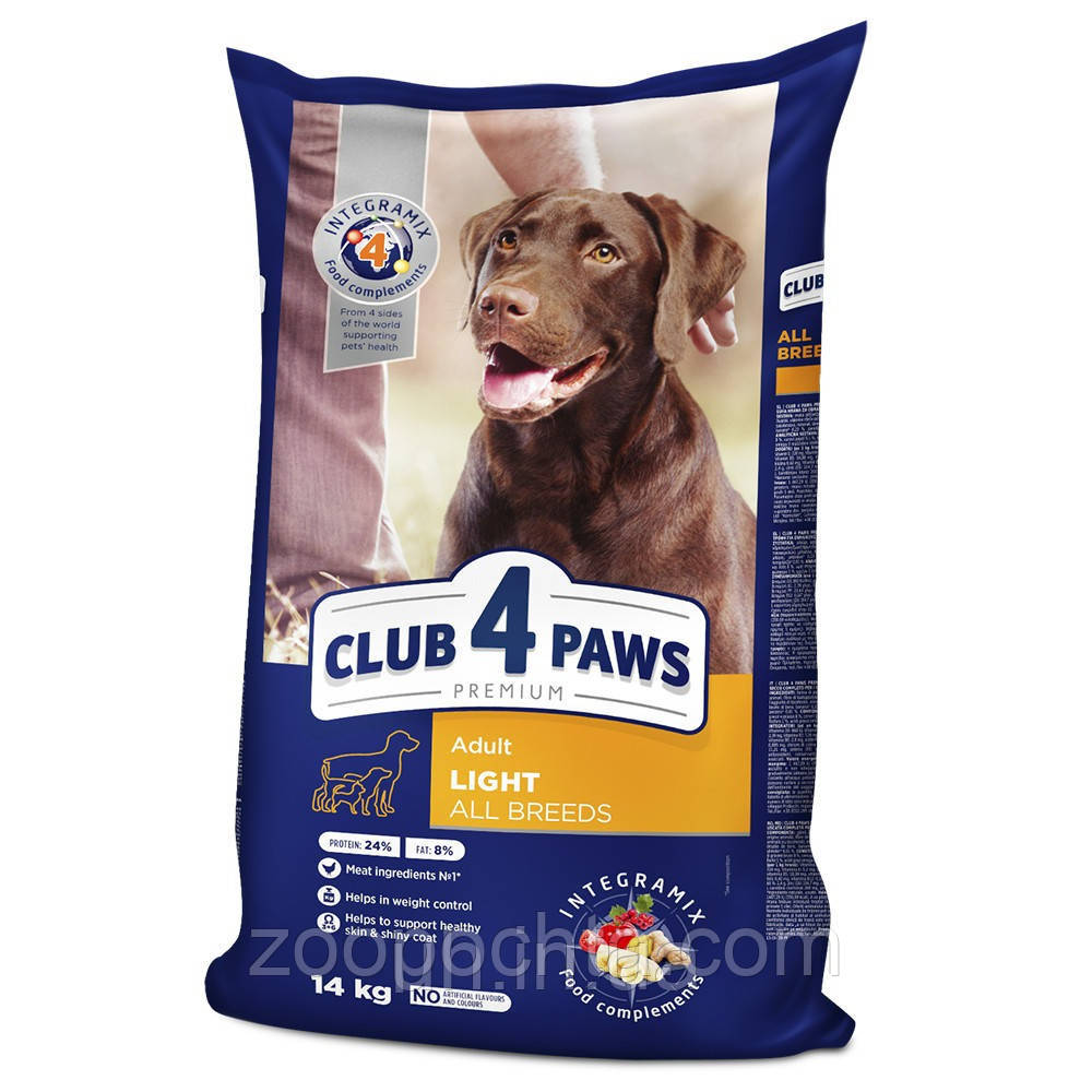 Сухий корм Club 4 Paws Premium Light Adult Клуб 4 лапи для дорослих собак, контроль ваги 14 КГ, фото 1