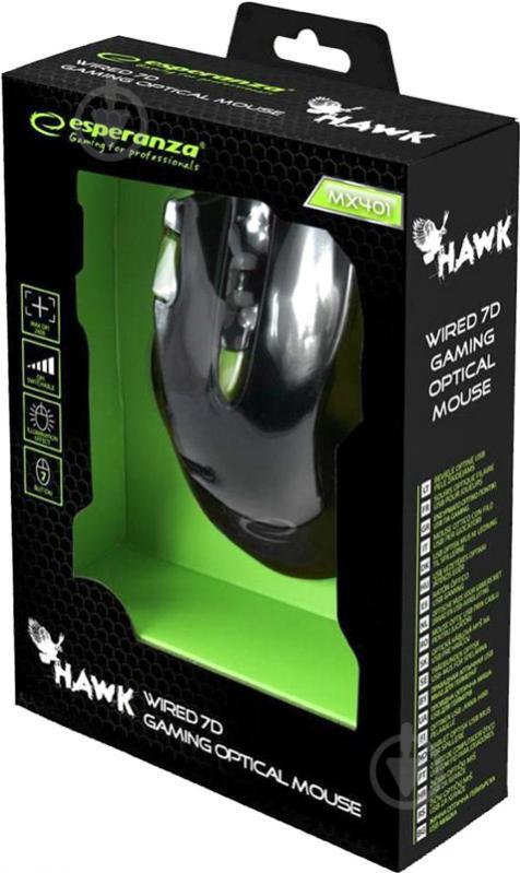 Мышь ESPERANZA MX401 Hawk (EGM401KG) black/green ОСТАТОК! КОЛИЧЕСТВО УТОЧНЯЙТЕ 2407 - фото 4 - id-p1893342678
