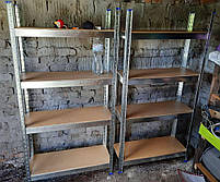 Стелаж Бюджет ОМ 1600х800х300 Меткас, 175 кг/полицю, 4 полиці, МДФ, оцинкований, металевий, на балкон, фото 2