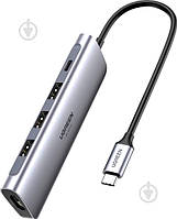 USB-хаб UGREEN CM136 USB Type-C Multifunction Adapter to 3xUSB 3.0+HDMI+PD Space Gray 70495 2407