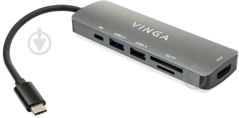 Концентратор Vinga USB Type-C 3.1 to HDMI+USB3.0+USB 2.0+SD/microSD+PD 6in1 ОСТАТОК! КОЛИЧЕСТВО УТОЧНЯЙТЕ 2407 - фото 1 - id-p1893389968