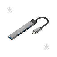 USB-хаб Promate USB-С LiteHub-4 3xUSB 2.0 + USB 3.0 grey ОСТАТОК! КОЛИЧЕСТВО УТОЧНЯЙТЕ 2407