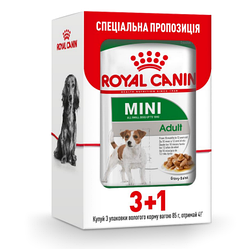 Акція! Корм для собак Royal Canin Wet Mini Adult  (Роял Канін Вет Міні Едалт) 85г. х 3шт + 1 шт у подарунок!