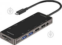 USB-хаб Promate PrimeHub-Pro 11-в-1 USB-C PD/HDMI/VGA/2xUSB 3.0/2xUSB 2.0/RJ45/SD/MicroSD/AUX 3.5 мм ОСТАТОК!