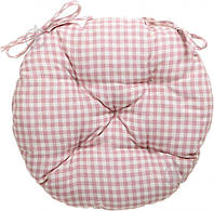 Подушка на стул Розовая клетка круглая D 40 Прованс 2407
