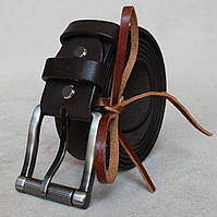 Кожаный ремень, ширина пряжки - 40 мм, цвет - коричневый, артикул СК 9046
