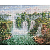 Алмазна мозаїка картина за номерами на підрамнику Мальовничий водоспад арт. АМО7278