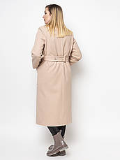 Жіноче кашемірове демісезонне пальто батал з поясом світле, фото 3