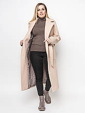 Жіноче кашемірове демісезонне пальто батал з поясом світле, фото 3