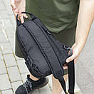 Чоловіча нагрудна сумка-слінг через плече однолямкова Soft чорна тканинна на 7 відділень Crossbody, фото 8