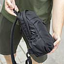 Чоловіча нагрудна сумка-слінг через плече однолямкова Soft чорна тканинна на 7 відділень Crossbody, фото 6