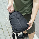 Чоловіча нагрудна сумка-слінг через плече однолямкова Soft чорна тканинна на 7 відділень Crossbody, фото 4