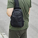 Чоловіча нагрудна сумка-слінг через плече однолямкова Soft чорна тканинна на 7 відділень Crossbody, фото 3