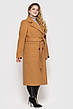Пальто батал жіноче кашемірове осінь-весна довге кольору сахара, фото 6