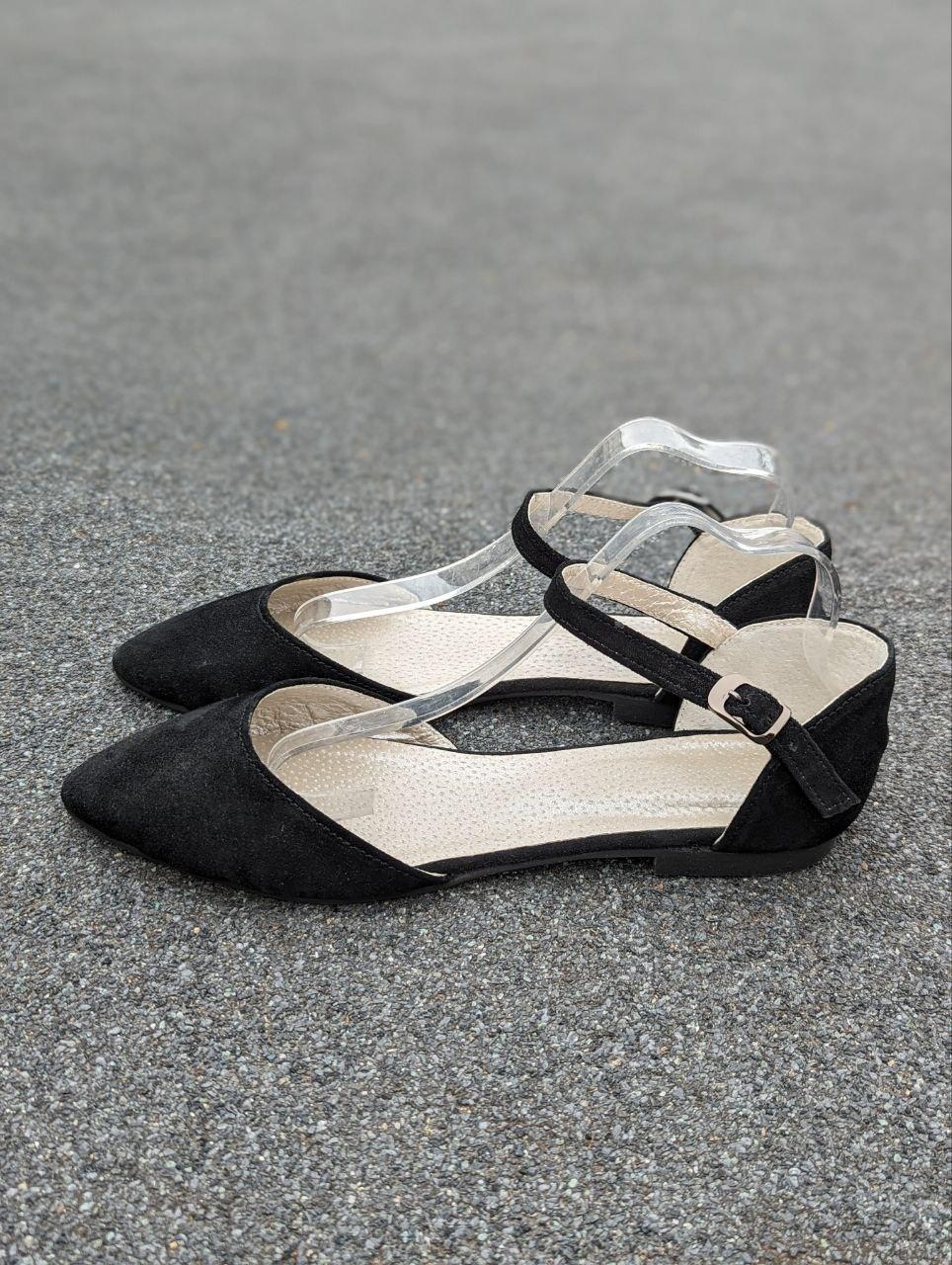 STTOPA Розміри 44-29 см. Балетки великих розмірів із натуральної шкіри. 163-4144 Чорні, фото 1