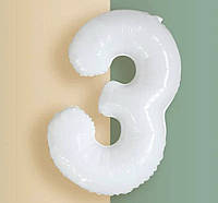 Фольгована кулька цифра «3» біла 32 під гелій в уп